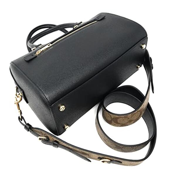 Coach women Rowan Satchel with Signature Canvas Detail in Black Khaki - Picture 4 of 4